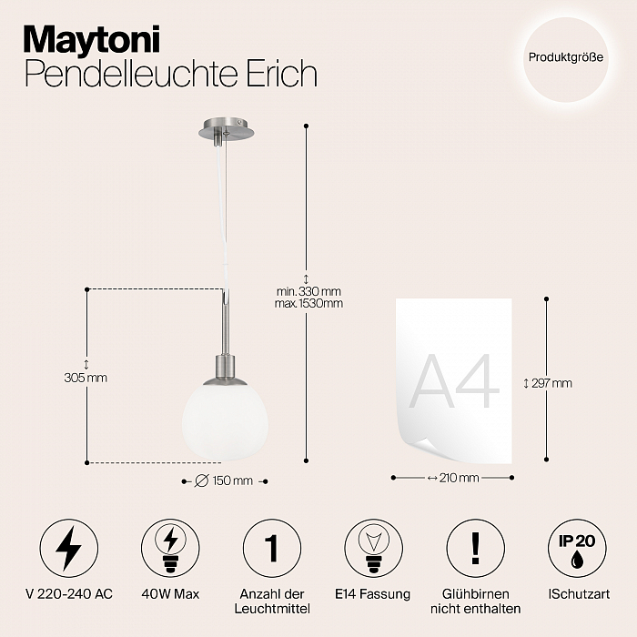 Светильник Maytoni MOD221-PL-01-G